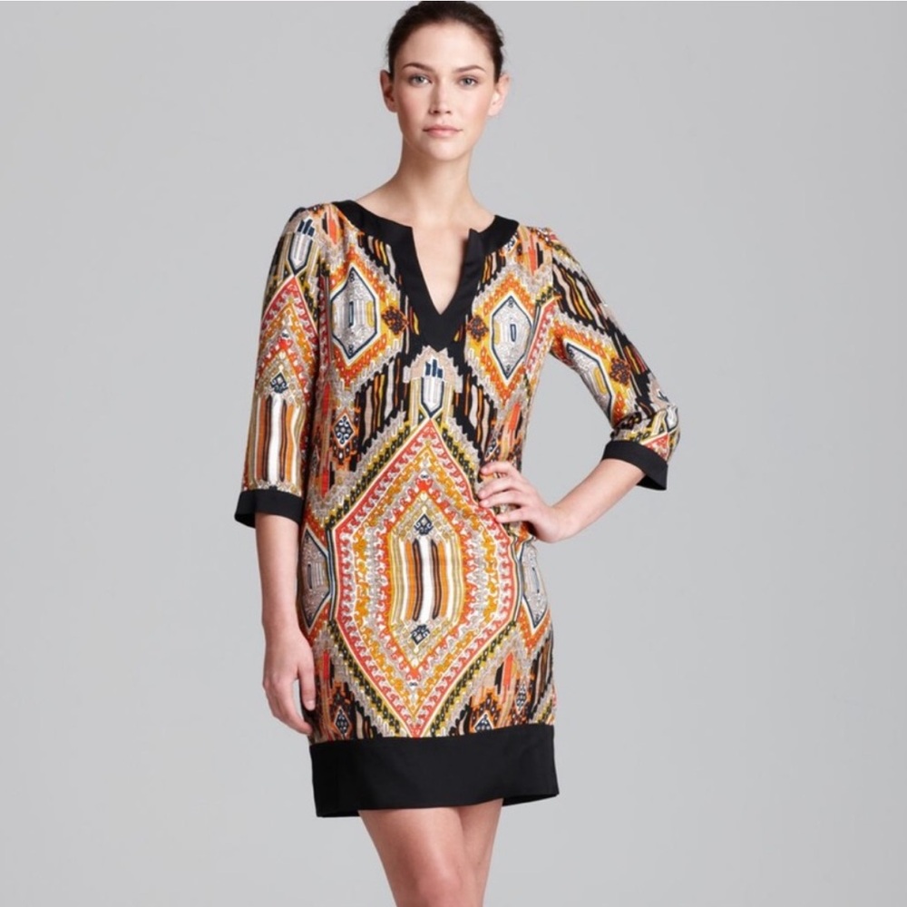 Trina Turk | Kurta Silk Blend Tribal Print Dress | Size 6 - Picture 1 of 12